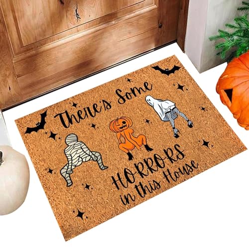 Tewzafiya Halloween-Bodenmatte, Halloween-Küchenmatte - Kreative -Fußmatte - Kreative Halloween-Bodenmatte, Kürbisse-Außenteppich, Badezimmer- und Eingangsteppich von Tewzafiya