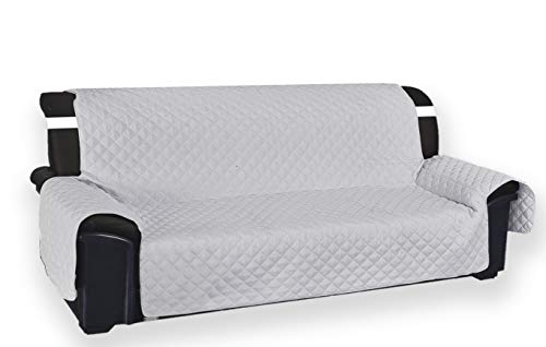 Tex family Sofaüberwurf Perle Vivy gesteppt glatt grau - 2-Sitzer Sitzfläche 120 cm von tex family