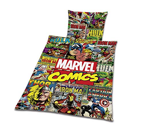 Bettwäsche glatt Marvel Comics Deutsche Größe Hulk Ion Man Thor Spiderman Captain America Avengers X-Men 135 x 200 cm 80 x 80 cm NEU Wow - All-In-One-Outlet-24 - von Tex Idea