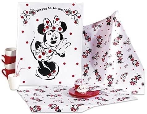 Disney 3 Geschirrtücher mit Minnie Maus (Micky Maus) ca. 50 x 70 cm 100% Baumwolle von Tex idea