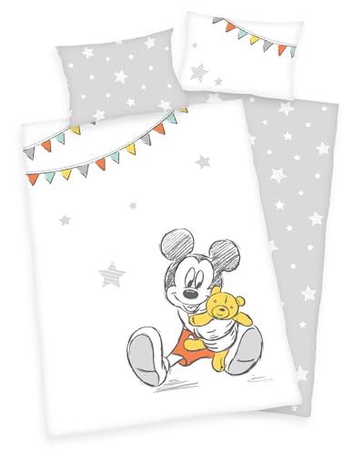 Disney Mickey Mouse Flanell Bettwäsche 40x60cm + 100x135cm 100% Baumwolle von Tex Idea