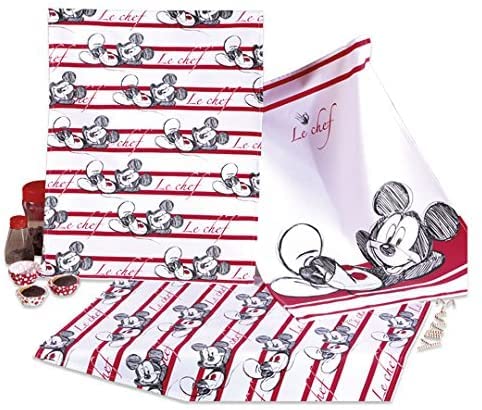 Tex idea Mickey Geschirrtuch Disney Micky Maus ca. 50 x 70 cm 100% Baumwolle, Weiss Rot Schwarz von Tex Idea