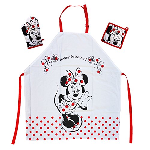 tex idea Das Geschenk für Walt Disney Minnie Mouse Fan: Kochschürzenset mit Minnie Maus Mini Miny Schürze 65% Polyester/35% Baumwolle von tex idea