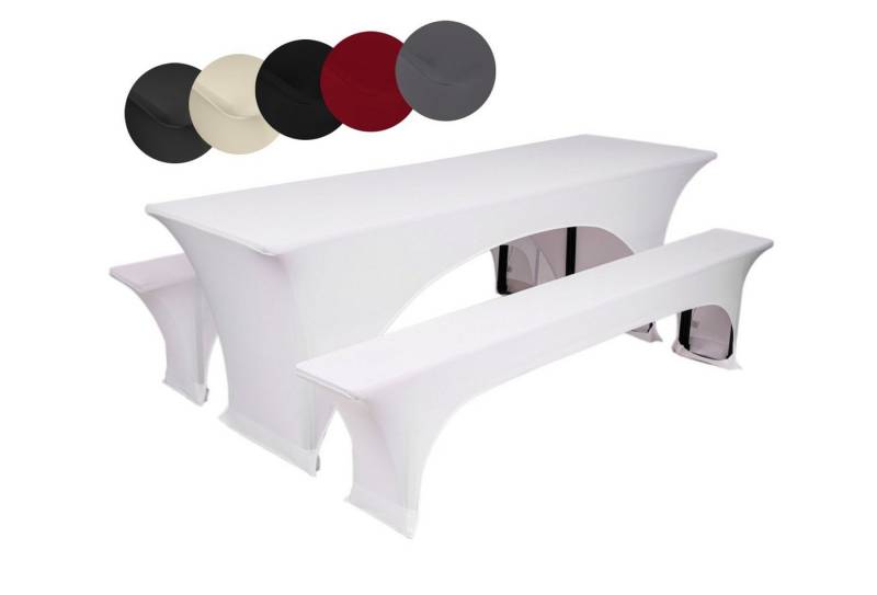 TexDeko Hussen-Set Stretch-Hussen-Set für Bierzeltgarnitur Biertisch 220cm (10% Elastan), strapazierfähig, waschbar, pflegeleicht von TexDeko