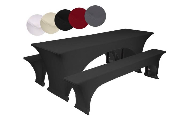 TexDeko Hussen-Set Stretch-Hussen-Set für Bierzeltgarnitur Biertisch 220cm (10% Elastan), strapazierfähig, waschbar, pflegeleicht von TexDeko