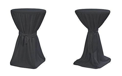 TexDeko® Stehtischhussen Premium mit Schleifenband Blickdicht für Bistrotische Bartische Tisch-Überzug Anthrazit Ø 80cm Oeko-TEX Zertifikat von TexDeko
