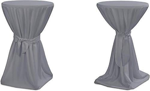 TexDeko® Stehtischhussen Premium mit Schleifenband Blickdicht für Bistrotische Bartische Tisch-Überzug Grau Ø 90cm Oeko-TEX Zertifikat von TexDeko