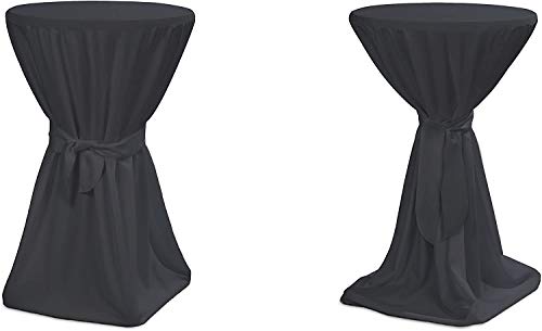 TexDeko® Stehtischhussen Premium mit Schleifenband Blickdicht für Bistrotische Bartische Tisch-Überzug Anthrazit Ø 90cm Oeko-TEX Zertifikat von TexDeko