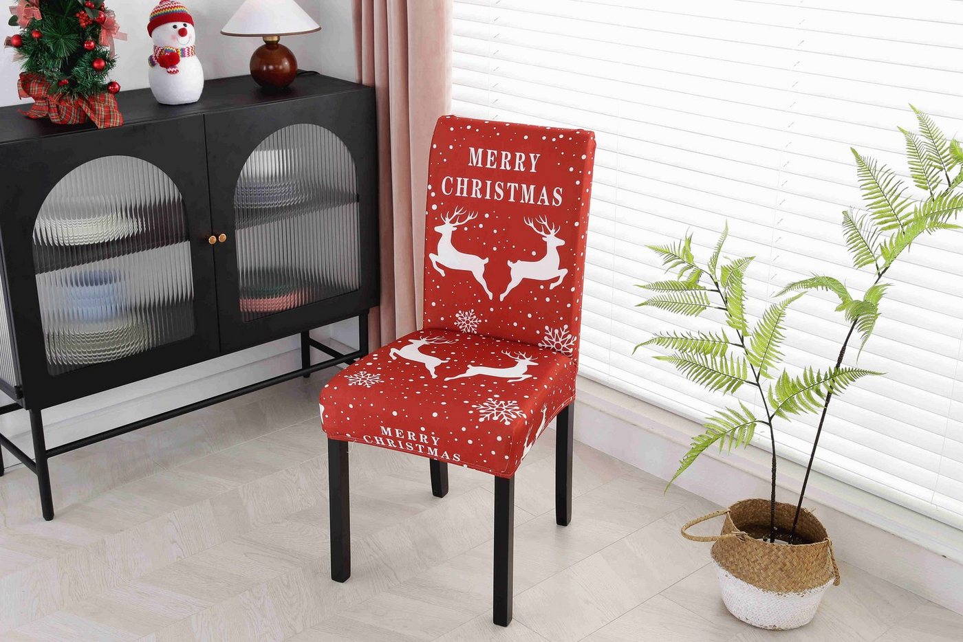 TexDeko Stuhlhusse Stuhlbezug Weihnachten Stuhlüberwurf Christmas Edtion Stretch von TexDeko