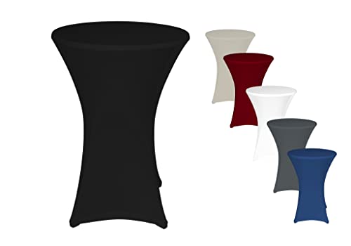 TexDeko® 5er-Set Stretch Stehtischhusse für Bistrotisch Ø 70-75 cm Schwarz | Öko-Tex Siegel strapazierfähig verstärkte Fußtaschen bügelfrei waschbar von TexDeko