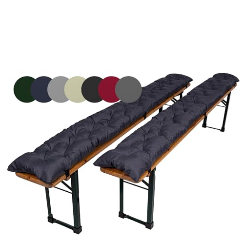 TexDeko® Garden 2er-Pack Bierbankauflagen für Bierzeltgarnitur gesteppt UV-beständig wasserabweisend 170x23cm gepolstert gemütliches Sitzkissen für Bierbank Festzeltgarnitur (Anthrazit) von TexDeko