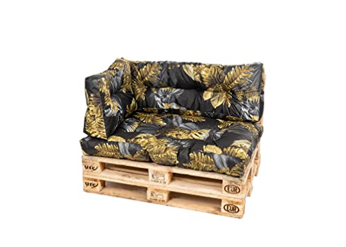 TexDeko® Garden Palettenkissen 120x80x18cm wasserabweisend UV - beständig In- & Outdoor Premium Sitzkissen gesteppt Palettenauflage für Europaletten (3-TLG Set, Blume) von TexDeko
