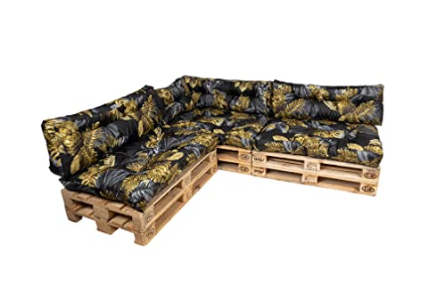 TexDeko® Garden Palettenkissen 120x80x18cm wasserabweisend UV - beständig In- & Outdoor Premium Sitzkissen gesteppt Palettenauflage für Europaletten (7-TLG Set, Blume) von TexDeko