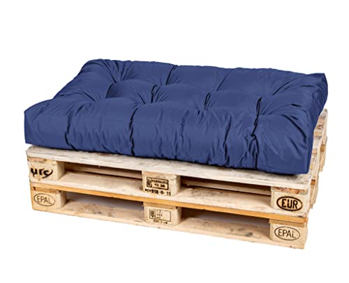 TexDeko® Garden Palettenkissen 120x80x18cm wasserabweisend UV - beständig In- & Outdoor Premium Sitzkissen gesteppt Palettenauflage für Europaletten Palettenpolster (Blau) von TexDeko
