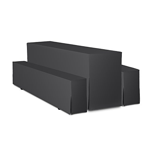 TexDeko® Hussen Bierzeltgarnitur 3-teiliges Set Premium Blickdicht strapazierfähig 2 Bierbankhusse 1 Biertischhusse 220x50cm für Festzeltgarnitur (Anthrazit) von TexDeko