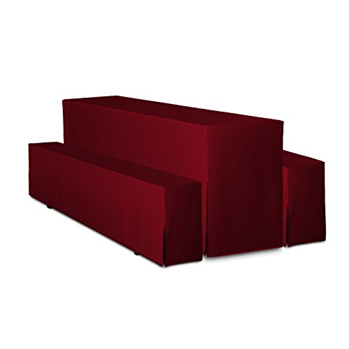 TexDeko® Hussen Bierzeltgarnitur gepolstert 5-teiliges Set Premium blickdicht strapazierfähig 2 Bierbankhussen 1 Biertischhusse 220x50cm für Festzeltgarnitur (Bordeaux) von TexDeko
