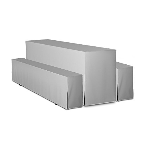 TexDeko® Hussen Bierzeltgarnitur gepolstert 5-teiliges Set Premium Blickdicht strapazierfähig 2 Bierbankhussen 1 Biertischhusse 220x70cm für Festzeltgarnitur (Grau) von TexDeko
