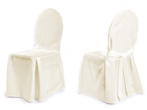 TexDeko® Stuhlhusse für Bankettstühle Premium mit Schleife Blickdicht, waschbar, strapazierfähig, Modell Berlin (Creme) mit Oeko-TEX Zertifikat von TexDeko