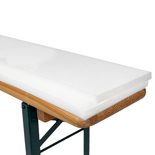 TexDeko 2er Set Bierbank Auflage Schaumstoffpolster 200x25x2cm (kurz) | Mittelhart RG23 Bequeme Auflage für Bierzeltgarnitur Hussen | ÖKO-TEX 100 | Sitzpolsterung für Bierbank von TexDeko