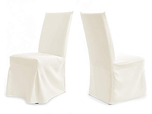 TexDeko 2er Pack Universal Stuhlhussen für Stühle mit gepolsterter Lehne bis 112cm Modell: Paris XL (Creme) von TexDeko