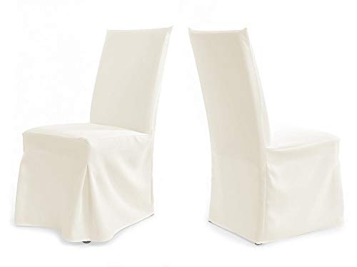 TexDeko 2er Universal Stuhlhussen für extra hohe Lehne bis 112cm - Paris Plus (Creme) von TexDeko