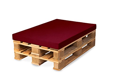 TexDeko® BEZUG (ohne Füllung) für Palettenkissen 120x80x12 cm wasserabweisend waschbar In- & Outdoor Made in EU (Bordeaux) von TexDeko