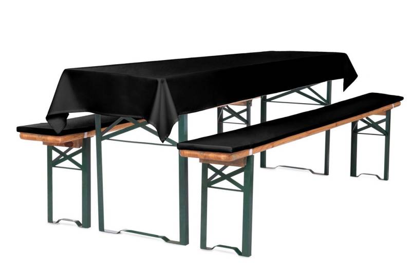 TexDeko Bankauflage Bierbankauflagen-Set mit Tischdecke 100x250cm (universal) 3TLG Set, (Set, 2x Auflage + 1x Tischdecke), blickdicht & waschbar von TexDeko