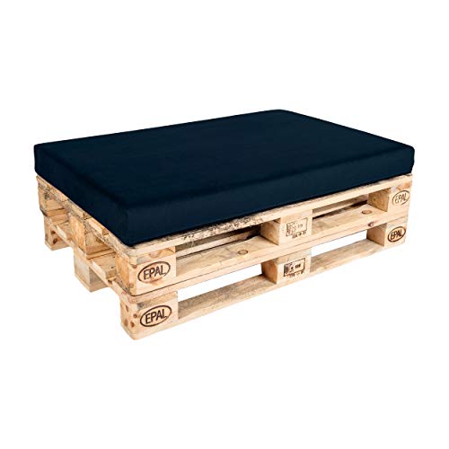 TexDeko BeSmart Palettenkissen 120x80x12cm mit Abperleffekt Palettenauflage Samt-Stoff Bezug mit Reißverschluss waschbar für Palettenpolster (Blau) von TexDeko