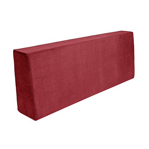 TexDeko BeSmart Rückenkissen 120x43x20/15cm für Palettenkissen mit Abperleffekt Samt-Stoff Bezug mit Reißverschluss waschbar für Palettenpolster (Bordeaux) von TexDeko