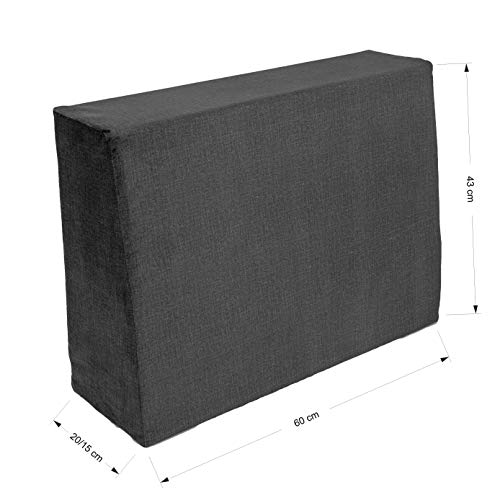 TexDeko BeSmart Seitenkissen 60x43x20/15cm für Palettenkissen mit Abperleffekt Samt-Stoff Bezug mit Reißverschluss waschbar für Palettenpolster (Anthrazit) von TexDeko