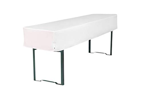 TexDeko Biertischhusse Tischdecke 3/8 Länge für Bierzelttisch Premium blickdicht waschbar 220x50x30cm (Weiß) von TexDeko