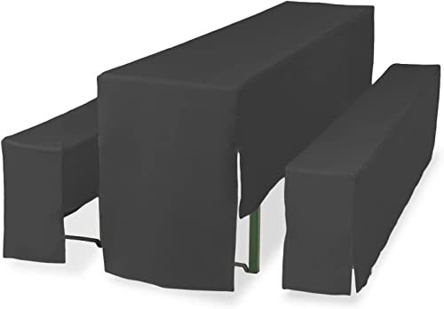 TexDeko Hussen für Bierzeltgarnitur 3TLG Set Premium PRO Blickdicht Biertischhussen 220cm (Tischbreite: 70cm, Anthrazit) von TexDeko