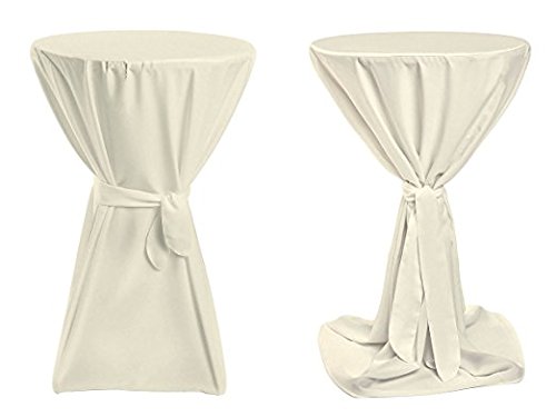 TexDeko® Stehtischhussen Premium Blickdicht für Bistrotische Bartische Tisch-Überzug Creme Ø 60cm von TexDeko