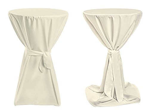 TexDeko® Stehtischhussen Premium mit Schleifenband Blickdicht für Bistrotische Bartische Tisch-Überzug Creme Ø 70cm Oeko-TEX Zertifikat von TexDeko
