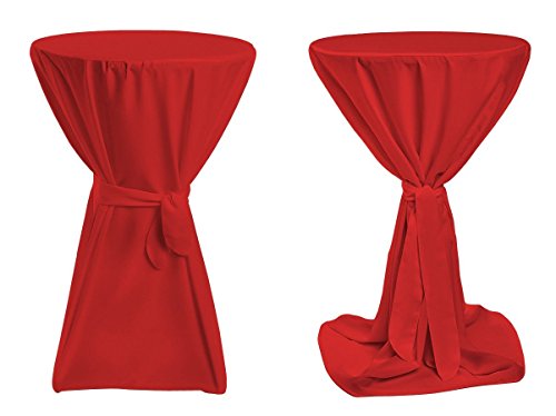 TexDeko® Stehtischhussen Premium Blickdicht für Bistrotische Bartische Tisch-Überzug Rot Ø 60cm von TexDeko
