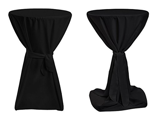 TexDeko® Stehtischhussen Premium mit Schleifenband Blickdicht für Bistrotische Bartische Tisch-Überzug Schwarz Ø 100cm Oeko-TEX Zertifikat von TexDeko