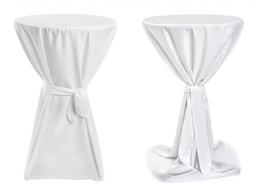 TexDeko® Stehtischhussen Premium mit Schleifenband Blickdicht für Bistrotische Bartische Tisch-Überzug Weiß Ø 100cm Oeko-TEX Zertifikat von TexDeko