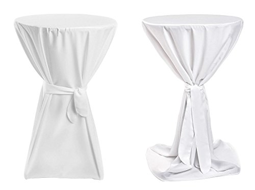 TexDeko® Stehtischhussen Premium Blickdicht für Bistrotische Bartische Tisch-Überzug Weiß Ø 80cm von TexDeko