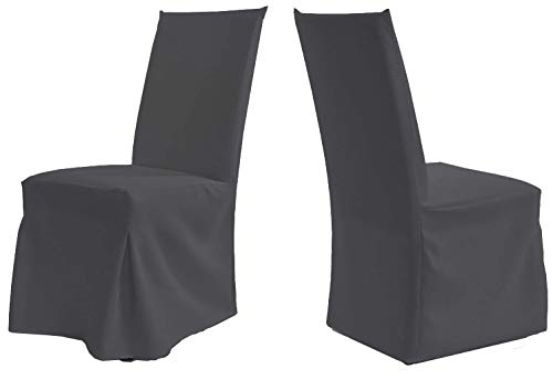 TexDeko Universal Stuhlhusse - Modell Paris - Anthrazit waschbar, Blickdicht, strapazierfähig Stuhlbezug Premium Qualität von TexDeko