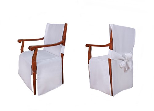 TexDeko Universal Stuhlhussen - Modell Monaco für Stühle mit Armlehne Weiß von TexDeko