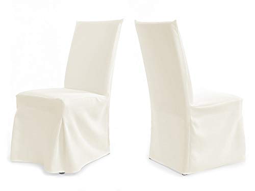 TexDeko Universal Stuhlhussen für extra hohe Lehne bis 112cm - Paris Plus (Creme) von TexDeko