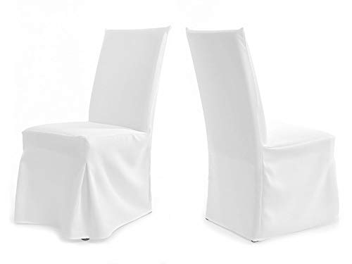 TexDeko Universal Stuhlhussen für extra hohe Lehne bis 112cm - Paris Plus (Weiss) von TexDeko
