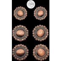 6Er Set - Sattel-Set Texhas Berry Conchos in Antike Kupfer | 1.25/1.5 von TexHAs