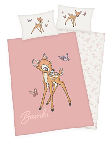Disney´s Bambi Klopfer Bettwäsche 40x60cm + 100x135cm, 100% Baumwolle Renforcé, rosa von Marvel