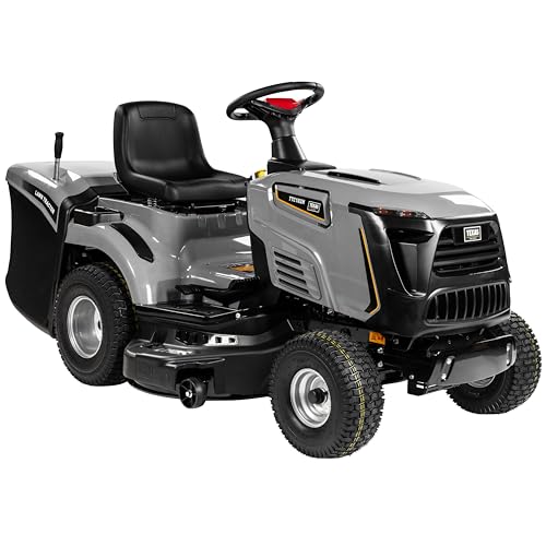 TEXAS Profi Rasentraktor XXL Aufsitzrasenmäher Rasenmäher Traktor Bulldog E-Start Premium TTC102H | 452cm³ | 245l Fangkorb | 12,5PS | 4-Takt | 102cm | 30-90mm | 192kg | Hyd.Getriebe | LED-Scheinwerfer von Texas
