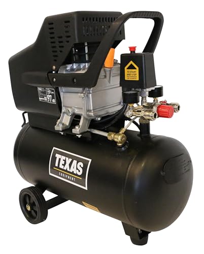 TEXAS Druckluft Kompressor TPK 2400 ölgeschmiert (1200 Watt Leistung, 24 Liter Drucktank, 8 bar Arbeitsdruck, 2 Schnellkupplungen, 2 Manometer) 90063118 von Texas