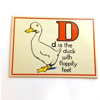 Buchstabe D Ente Framable Kinderzimmer Kunst | Cavallini Abc Alphabet Bildkarte von TexasGalTreasures