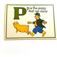 Rahmenbare Kinderzimmer-Kunst Mit Buchstabe P, Schwein, Piggy | Cavallini Abc-Alphabet-Karteikarte von TexasGalTreasures