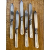 6Er Set Fruit Messer Mit Perlmutt Griffen Und Sterling Kropfklemme von TexasTrashyChic