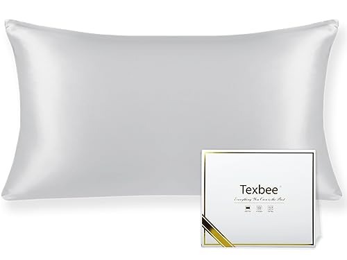 Texbee Seidenkissenbezug 40x80cm für Haar und Haut, 1PC Beide Seiten Natürliche Kissenbezug Seide mit verstecktem Reißverschluss Weiche Atmungsaktive Glatte Standardgröße-Silbergrau von Texbee